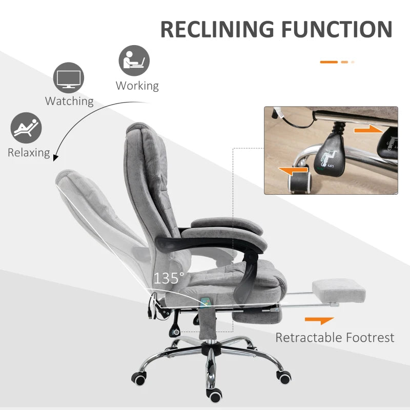 Grey Heated Massage Office Chair with Footrest