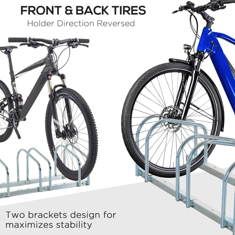 Silver Bike Storage Rack (4 Racks) - Floor/Wall Mount Bicycle Stand