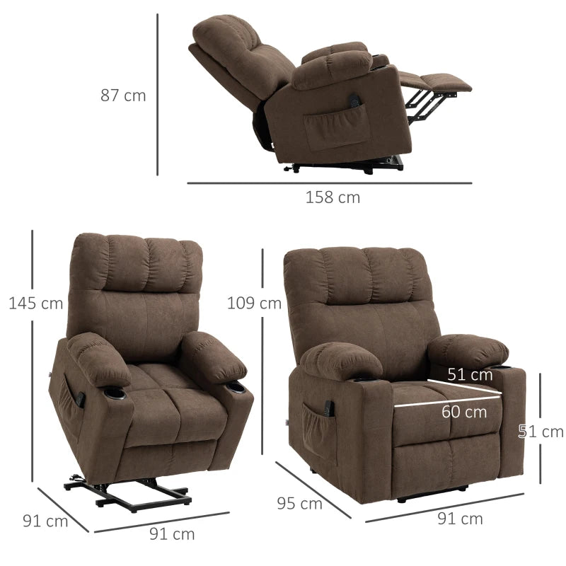 Dark Brown Electric Power Lift Recliner Chair for Elderly with Remote Control