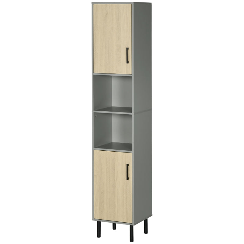 White Tall Bathroom Storage Cabinet with Adjustable Shelves, 31.4x30x165cm