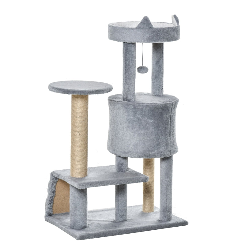 Cat Tree Tower with Scratching Posts and Perch - Light Grey