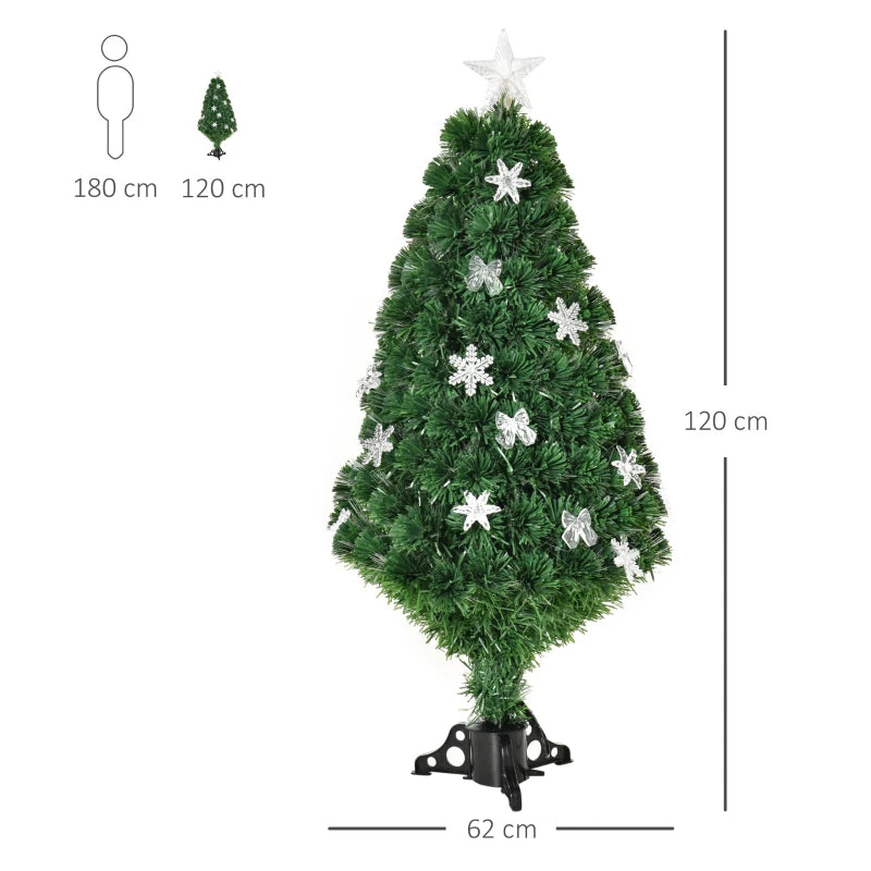 4FT Green Fiber Optic LED Christmas Tree - Holiday Home Xmas Decoration