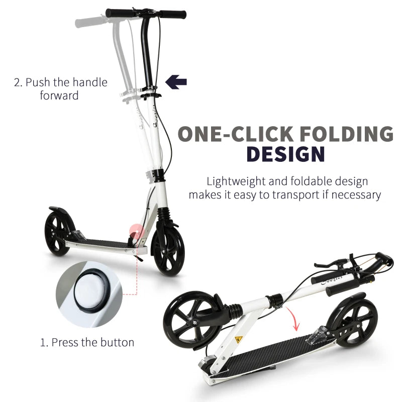 Blue Folding Kick Scooter with Adjustable Height and Dual Brake