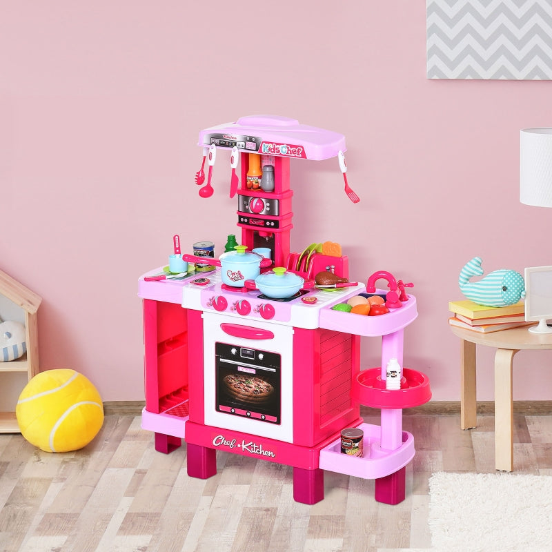 Kids Kitchen Play Set with Realistic Sounds and Lights - Pink