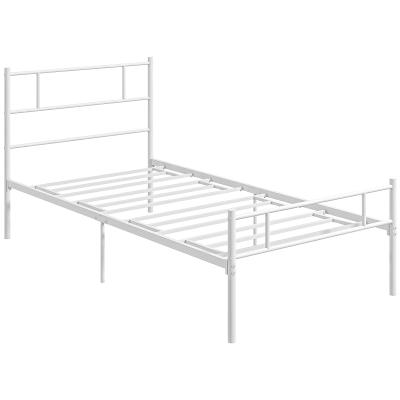 Metal Single Bed Frame with Headboard, Footboard, and Storage - Black