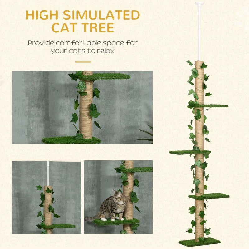 Green Adjustable Cat Tree with Perches and Anti-Slip Kit