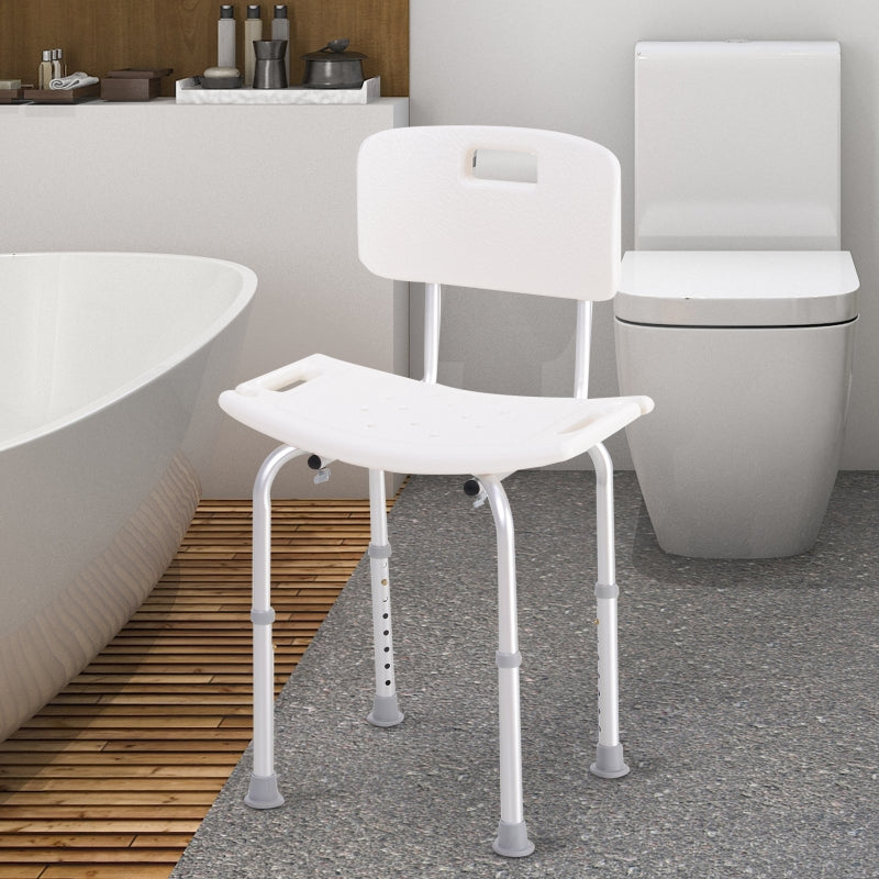 Adjustable White Bath Shower Stool for Elderly Safety