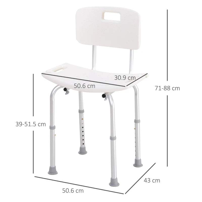 Adjustable White Bath Shower Stool for Elderly Safety