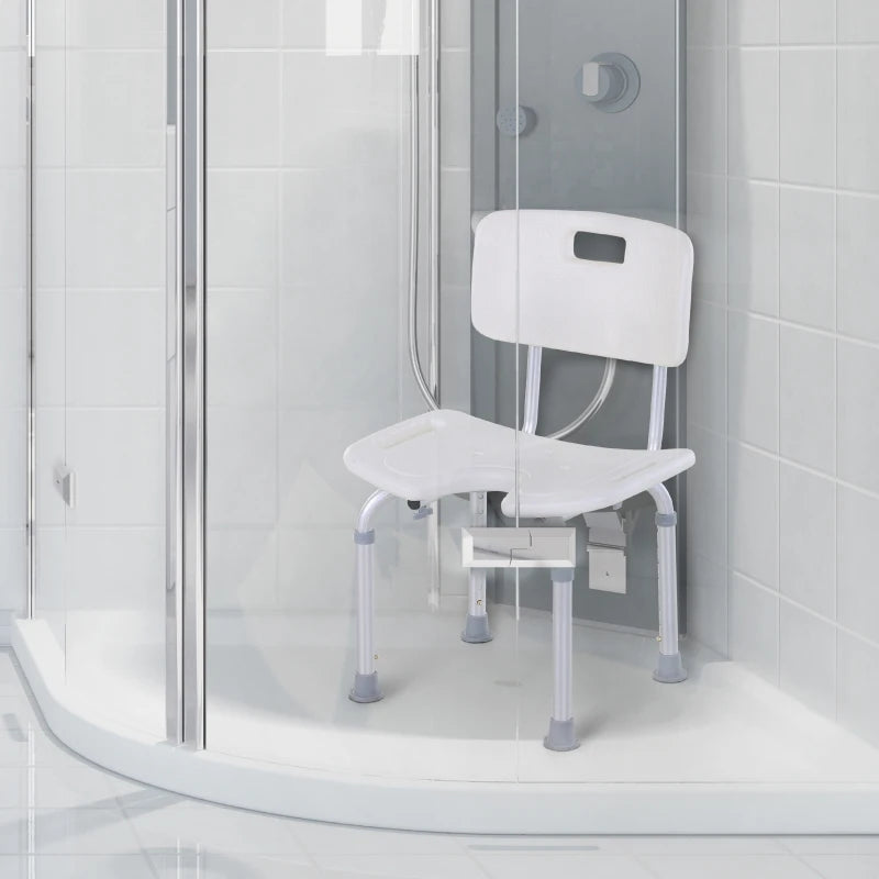 Adjustable Aluminum Bath Stool - White