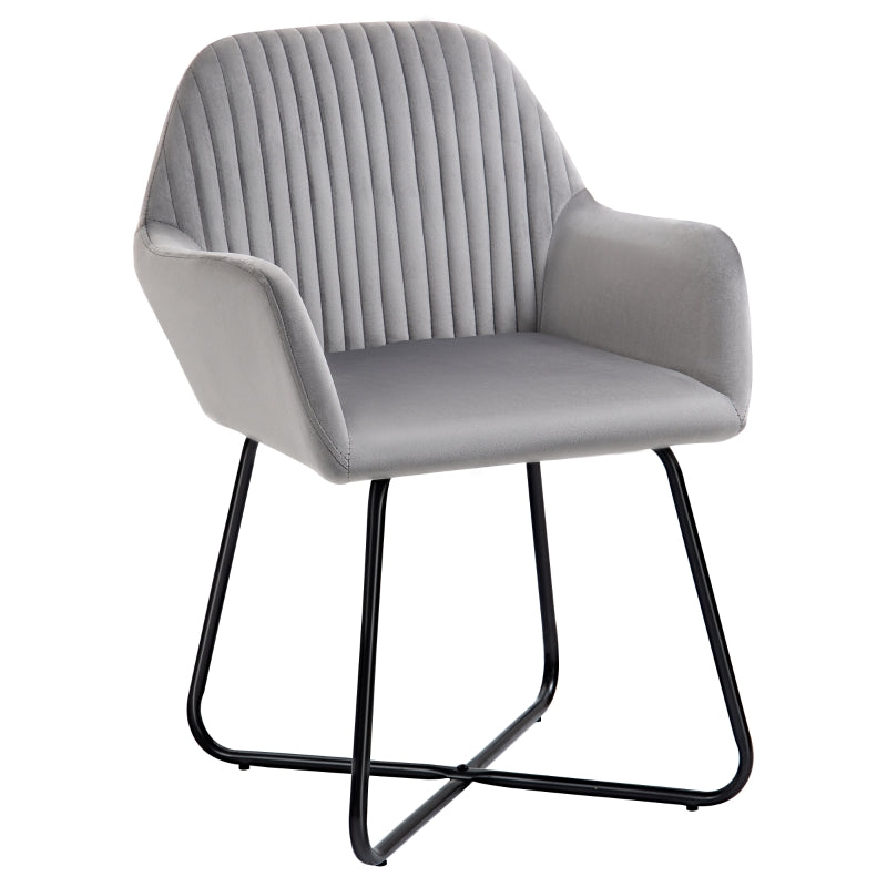 Grey Modern Upholstered Arm Chair with Metal Base for Living Room