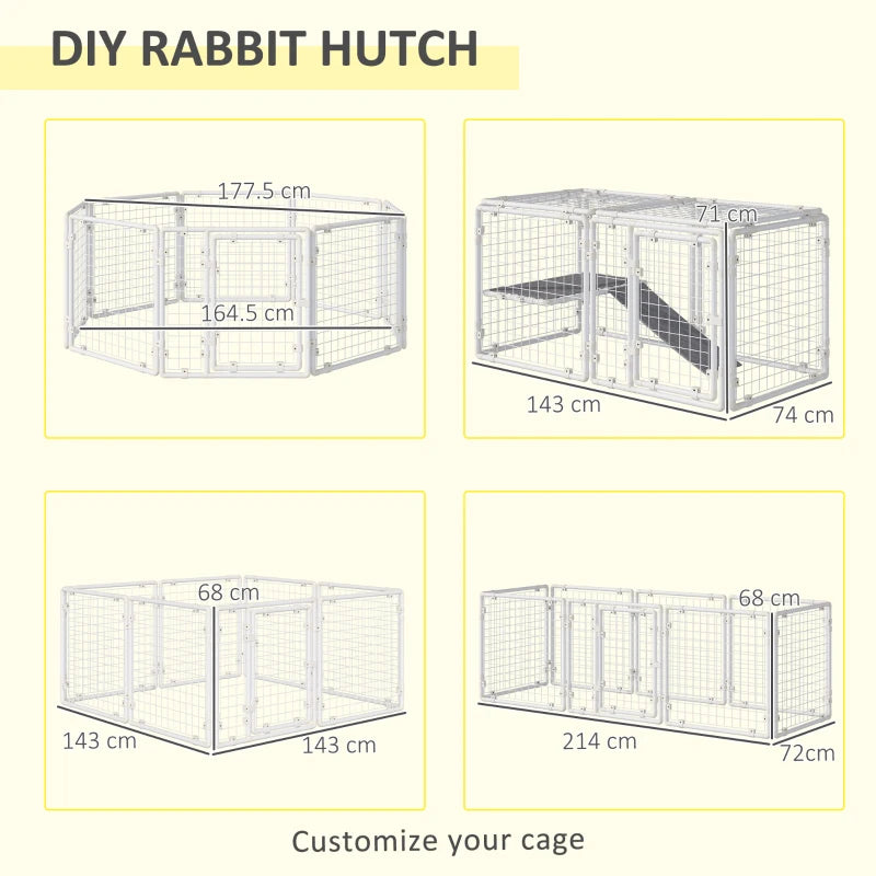 Large Grey Rabbit Hutch with Door and Divider