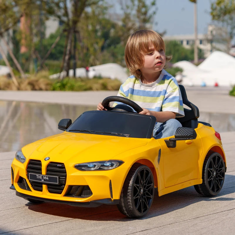 12V Yellow BMW M4 Licensed Kids Car with Remote Control & Music