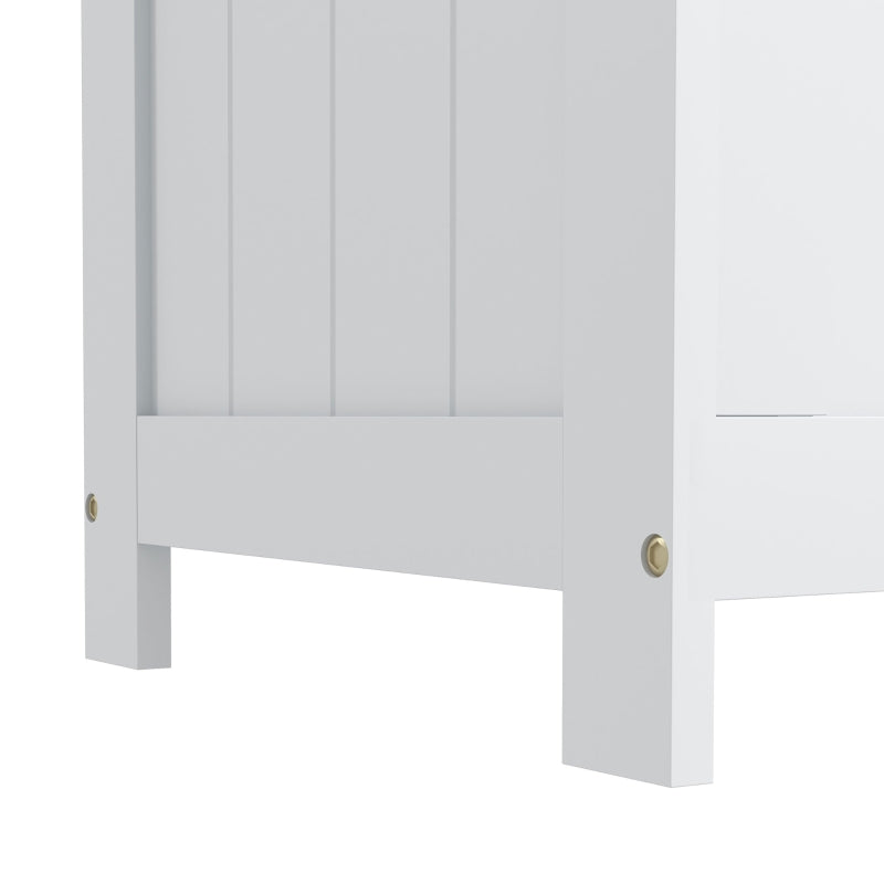 White Wooden Storage Trunk with Safety Hinges, Cut-out Handles - 76 x 40 x 48 cm