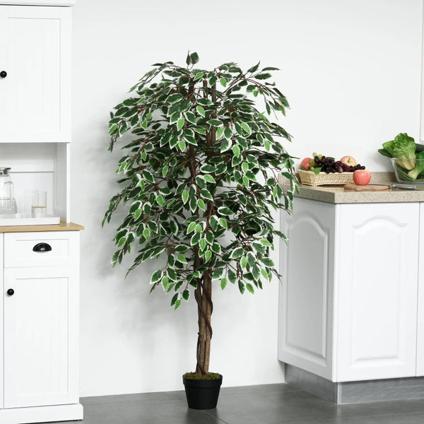 Green 160cm Artificial Ficus Silk Tree with Nursery Pot - Indoor Outdoor Decor