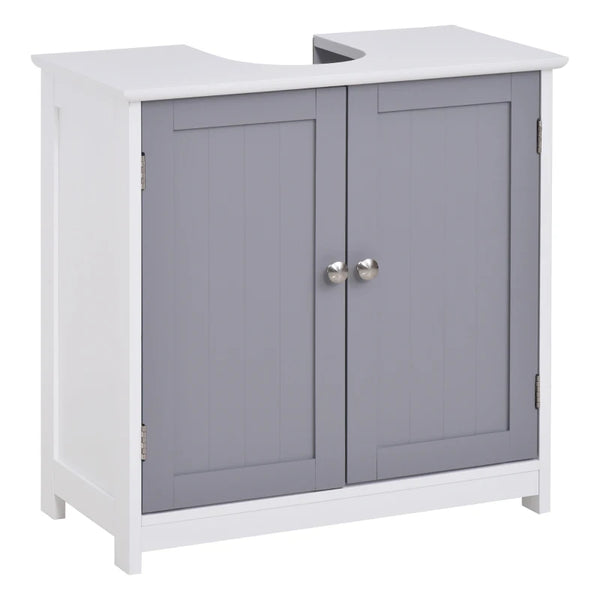 60x60cm Under-Sink Storage Cabinet with Adjustable Shelf - White/Grey