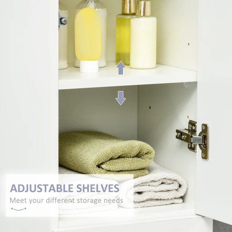 White Tall Bathroom Storage Cabinet with Adjustable Shelves