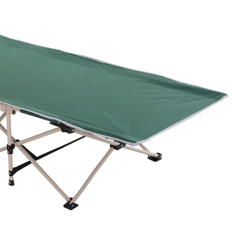 Green Portable Folding Camping Cot with Side Pocket and Carry Bag