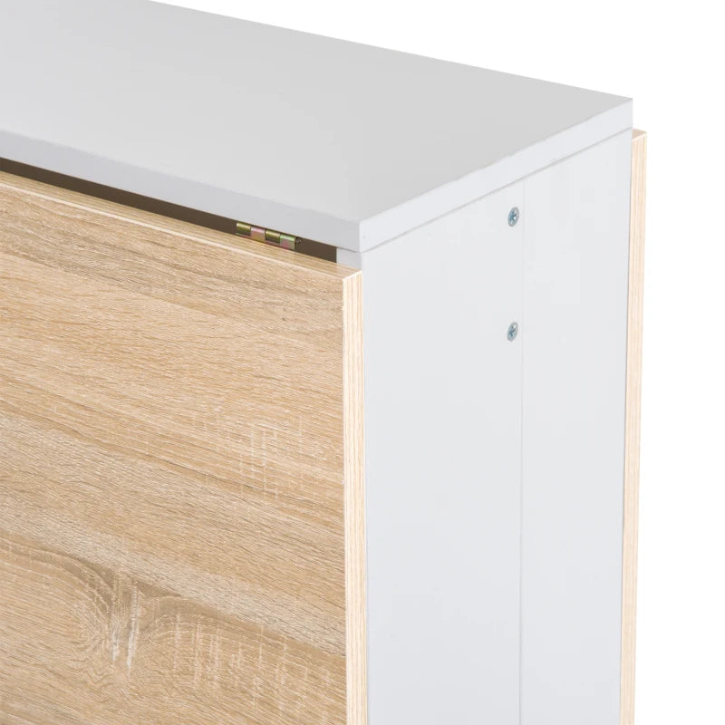 Oak and White Folding Desk - Space Saving Home Office Furniture