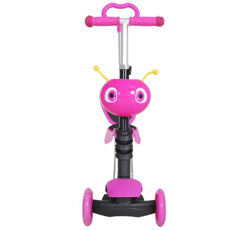 3-Wheel Pink Kids Toddler Scooter with Removable Seat