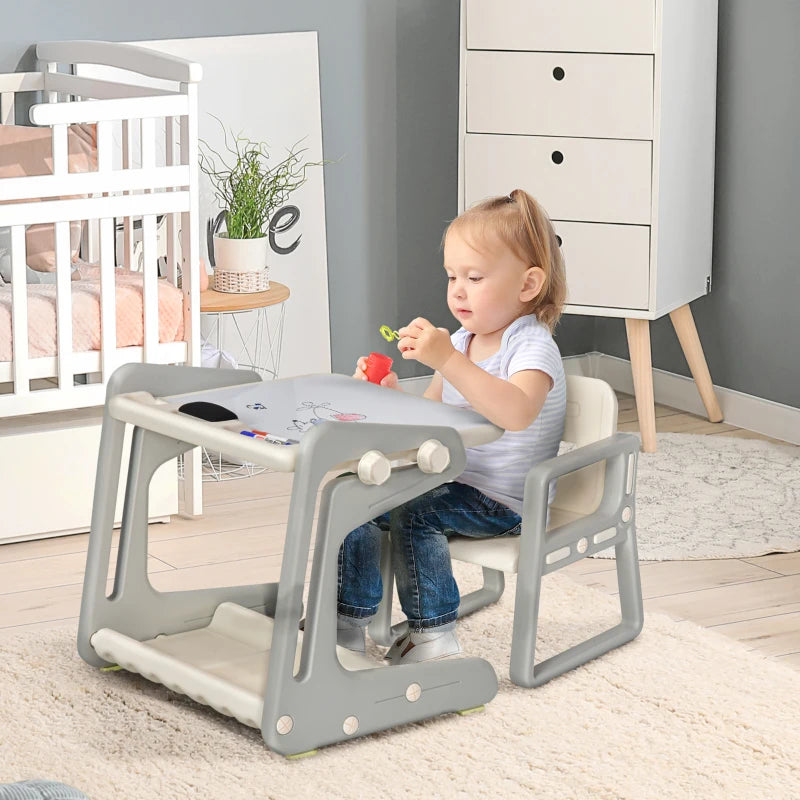 Blue Kids 2-in-1 Whiteboard Table & Chair Set