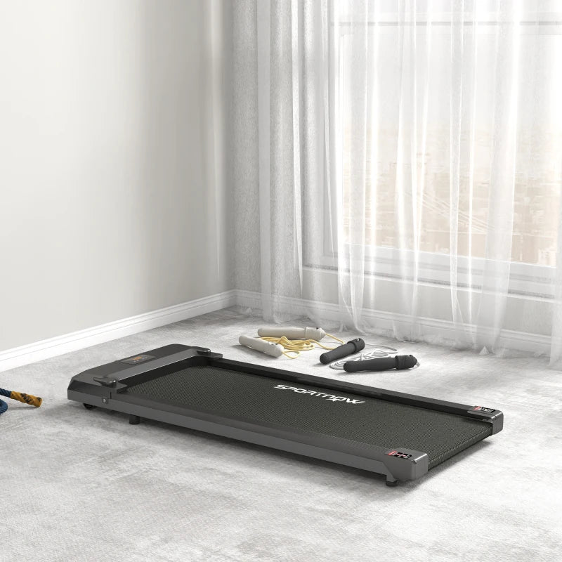 Compact Black Under Desk Treadmill with Remote Control and LED Display