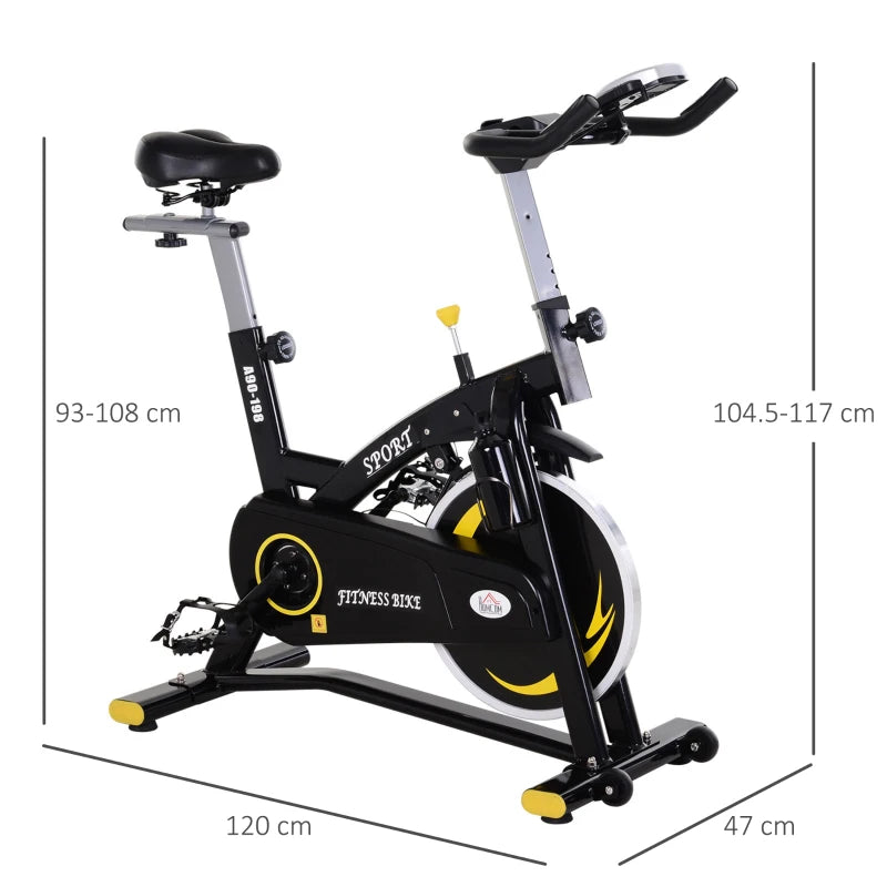 Yellow Upright Exercise Bike with 10KG Flywheel & LCD Monitor