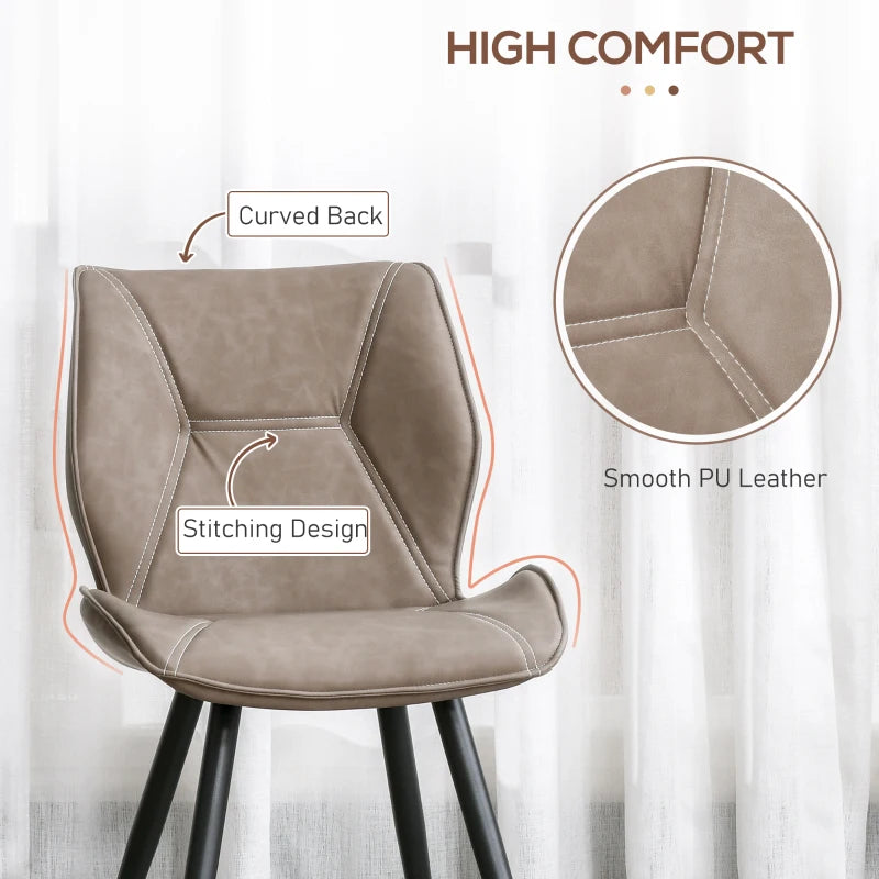 Brown PU Leather Racing-Style Dining Chairs Set of 4