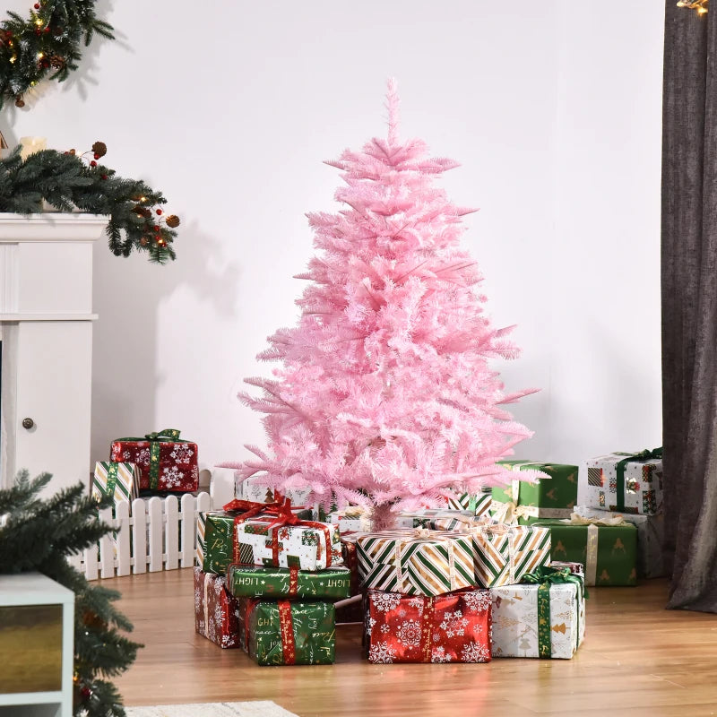 4FT Pink Artificial Christmas Tree with Automatic Open - Holiday Xmas Decoration