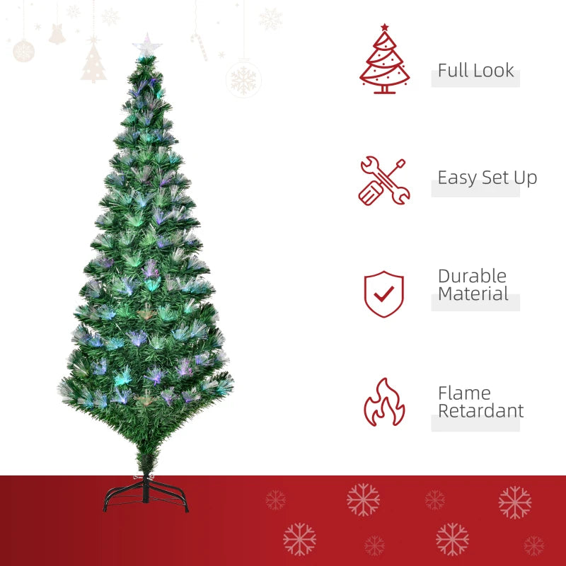 6FT Multicoloured Fibre Optic Christmas Tree with Pre-Lit Modes