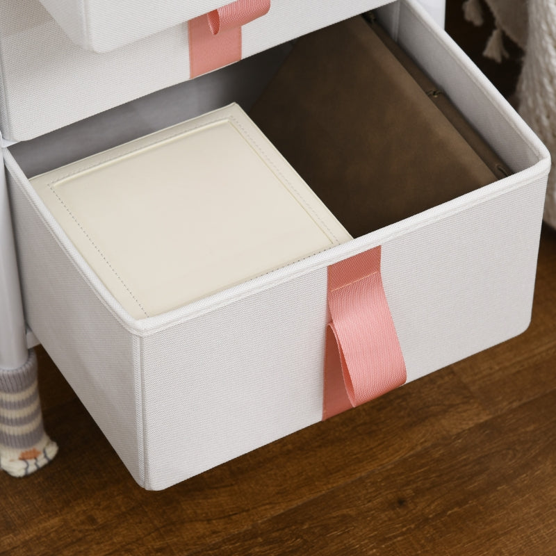 Pink Fabric 3-Drawer Storage Cabinet