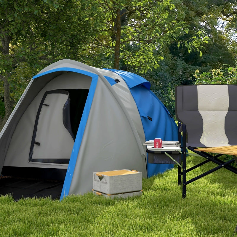 Blue/Grey 2-Person Dome Tent with Front Porch and Accessories