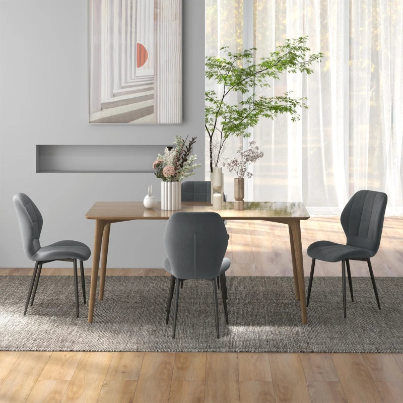 Set of 4 Dark Grey Flannel Tub Dining Chairs