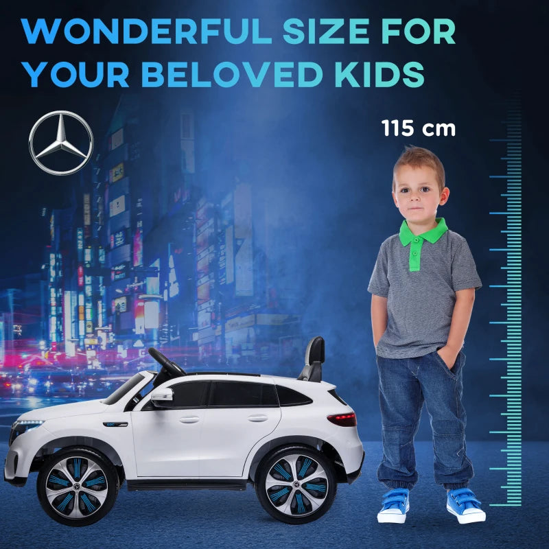 White 12V Kids Electric Ride On Car with Remote Control - Music, Lights, Bluetooth