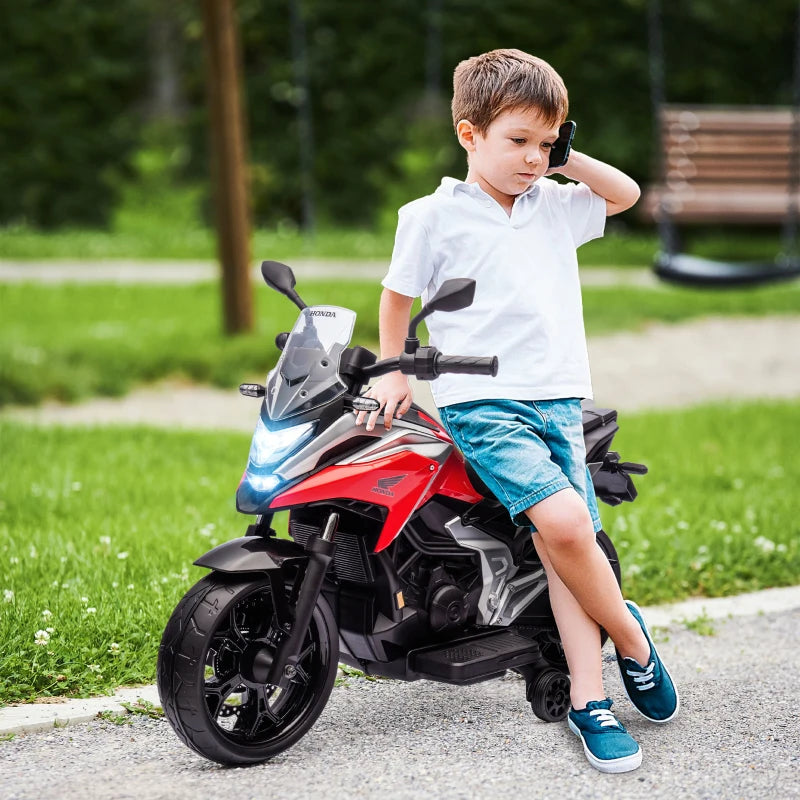 Red 12V Kids Electric Motorbike with Music & Headlights - Honda Licensed