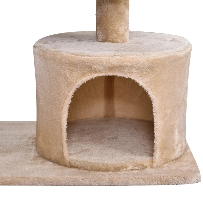 Beige Cat Tree Condo with Scratching Post and Perch - 60x40x81 cm