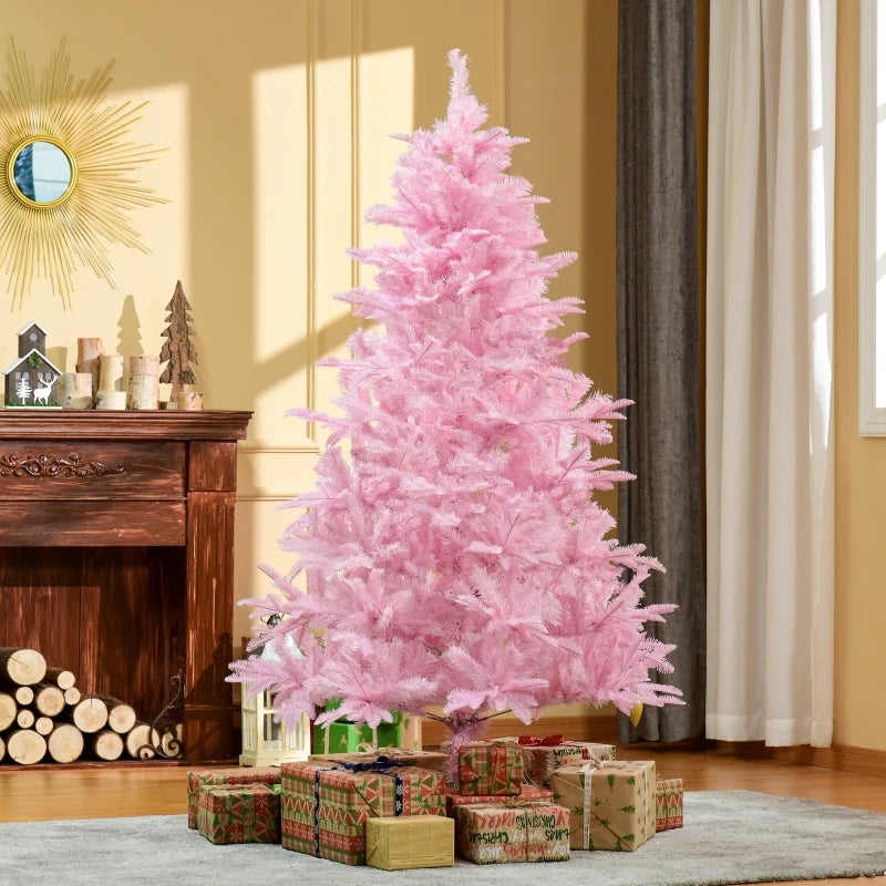 6FT Pink Artificial Christmas Tree with Automatic Open - Holiday Xmas Decoration