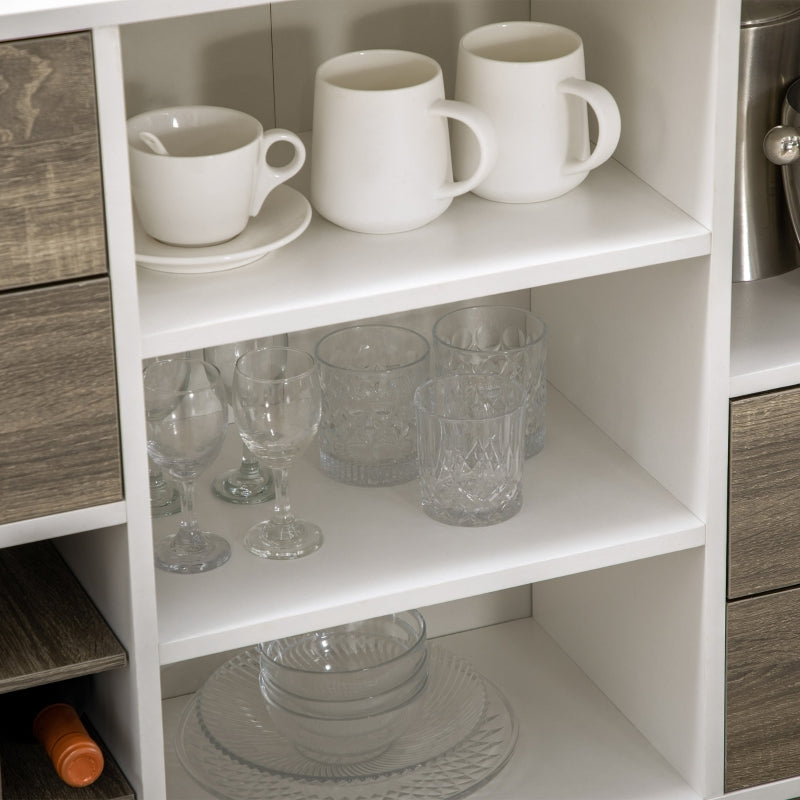 Grey Kitchen Buffet Sideboard with Wine Rack and Drawers