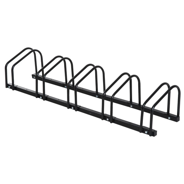 Black Bike Storage Rack - Wall or Floor Mount Bicycle Stand (5 Racks)