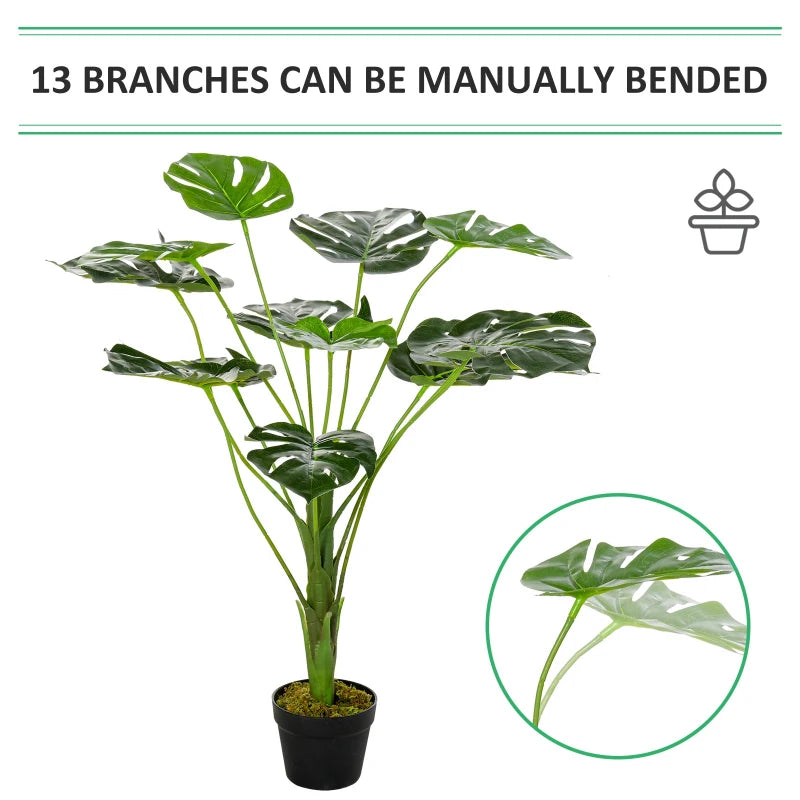 Green Artificial Monstera Plant in Pot for Indoor and Outdoor Decor, 85cm