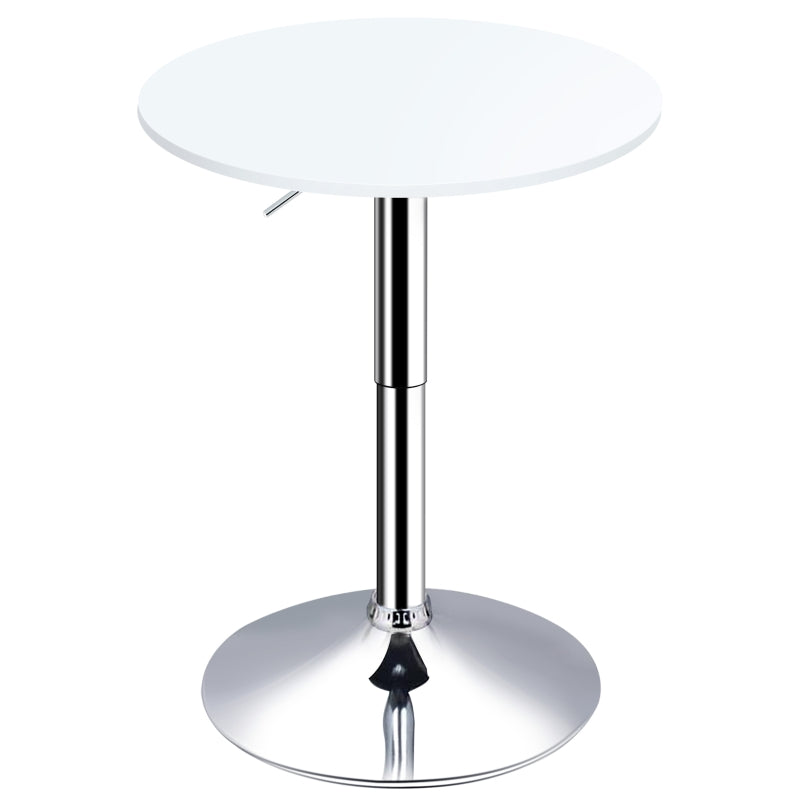 White Round Adjustable Height Bar Table - Swivel Top Metal Frame
