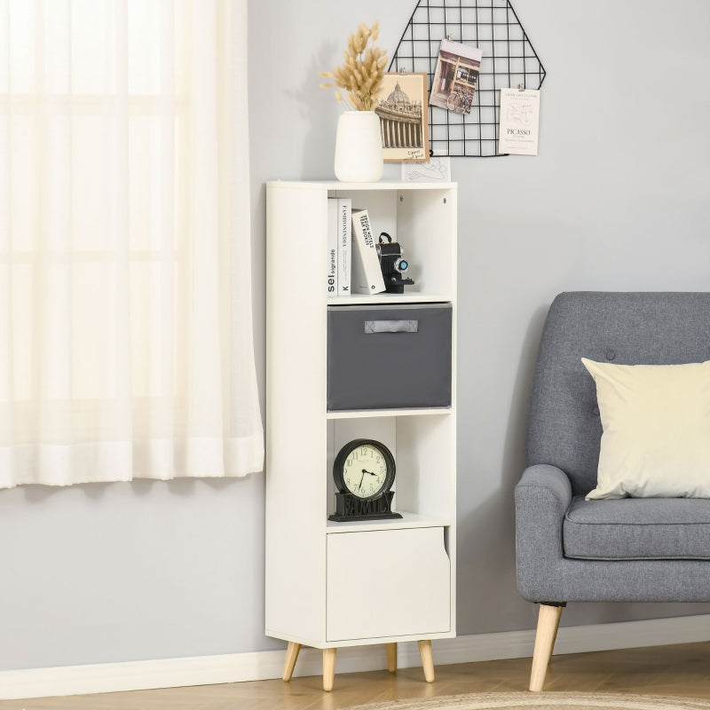 White Wooden 3 Tier Bookcase with Doors - Home Office Display Cabinet