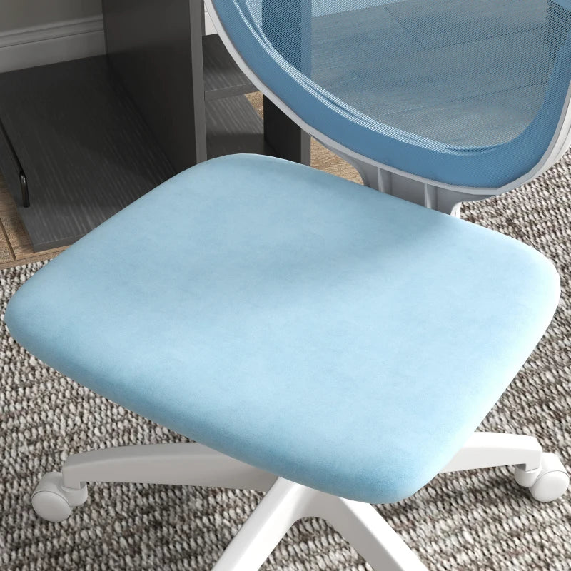 Blue Mesh Office Chair with Swivel Wheels