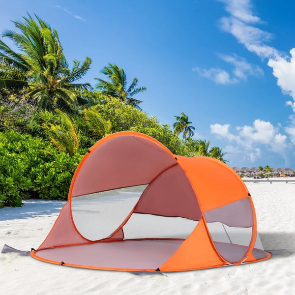 Orange Fibreglass Frame 2-Person Pop-Up Camping Tent