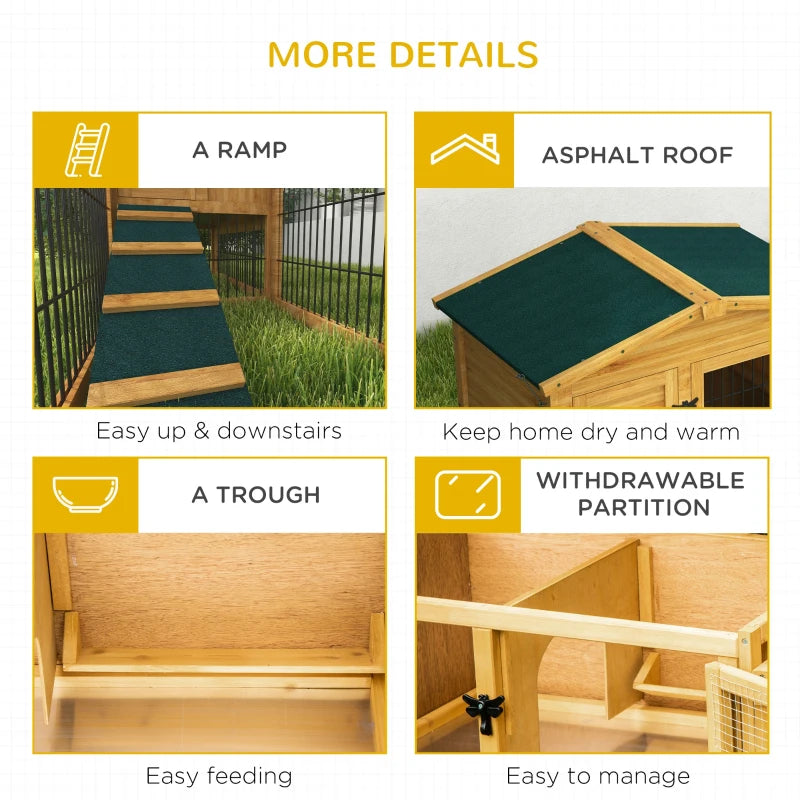 Yellow Wooden Rabbit Hutch with Outdoor Run