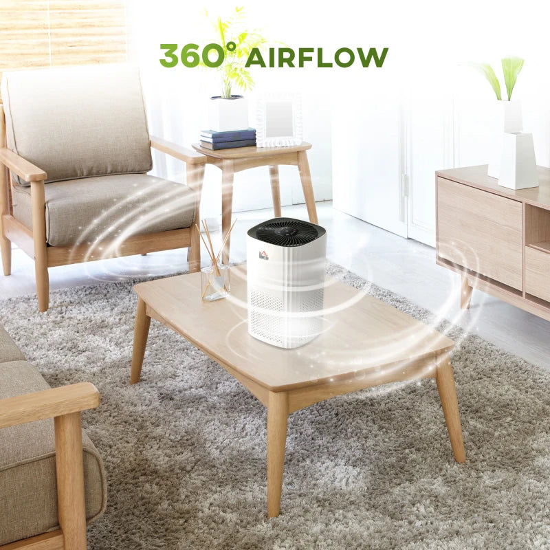 White & Black Bedroom Air Purifier with 3-Stage Filtration System