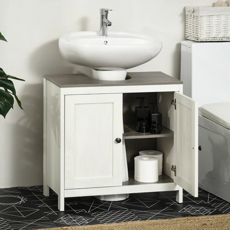 Antique White Bathroom Sink Cabinet with Adjustable Shelf