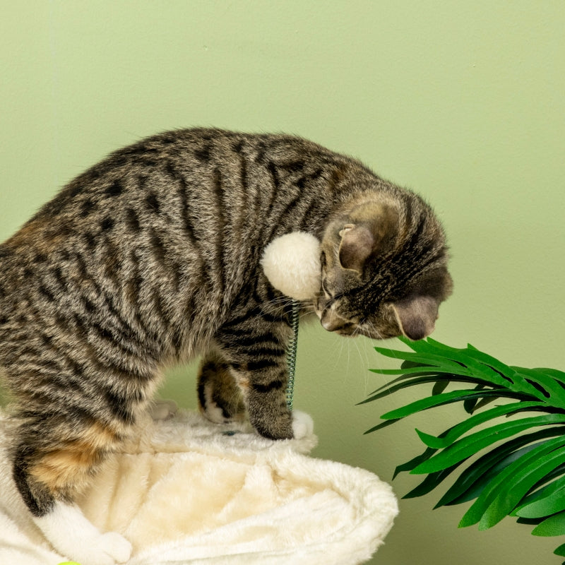 Cat Tree with Scratching Posts, Hammock, Toy Ball - Beige