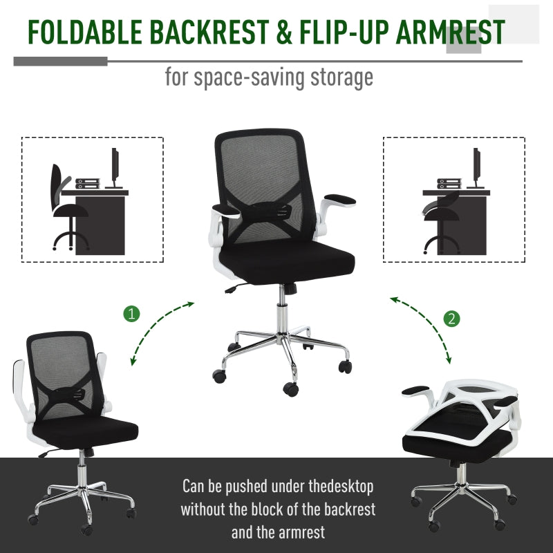 Black Mesh Swivel Office Chair with Folding Back