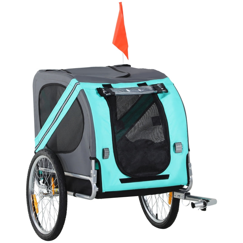 Foldable Pet Bike Trailer for Bicycle Travel - Light Blue/Grey