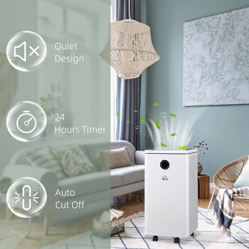 10L Dehumidifier: Digital Display, Intelligent Mode, 24H Timer, White